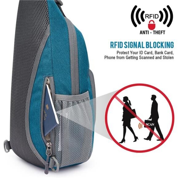 RFID Sling Bag Crossbody Sling Backpack Small Chest Shoulder Backpack Men Women - Picture 6 of 7